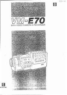 Canon E 70 manual. Camera Instructions.